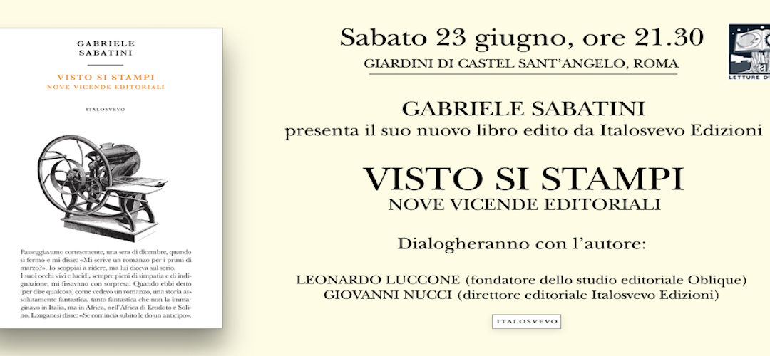 VISTO SI STAMPI di Gabriele Sabatini – Italosvevo edizioni, 2018
